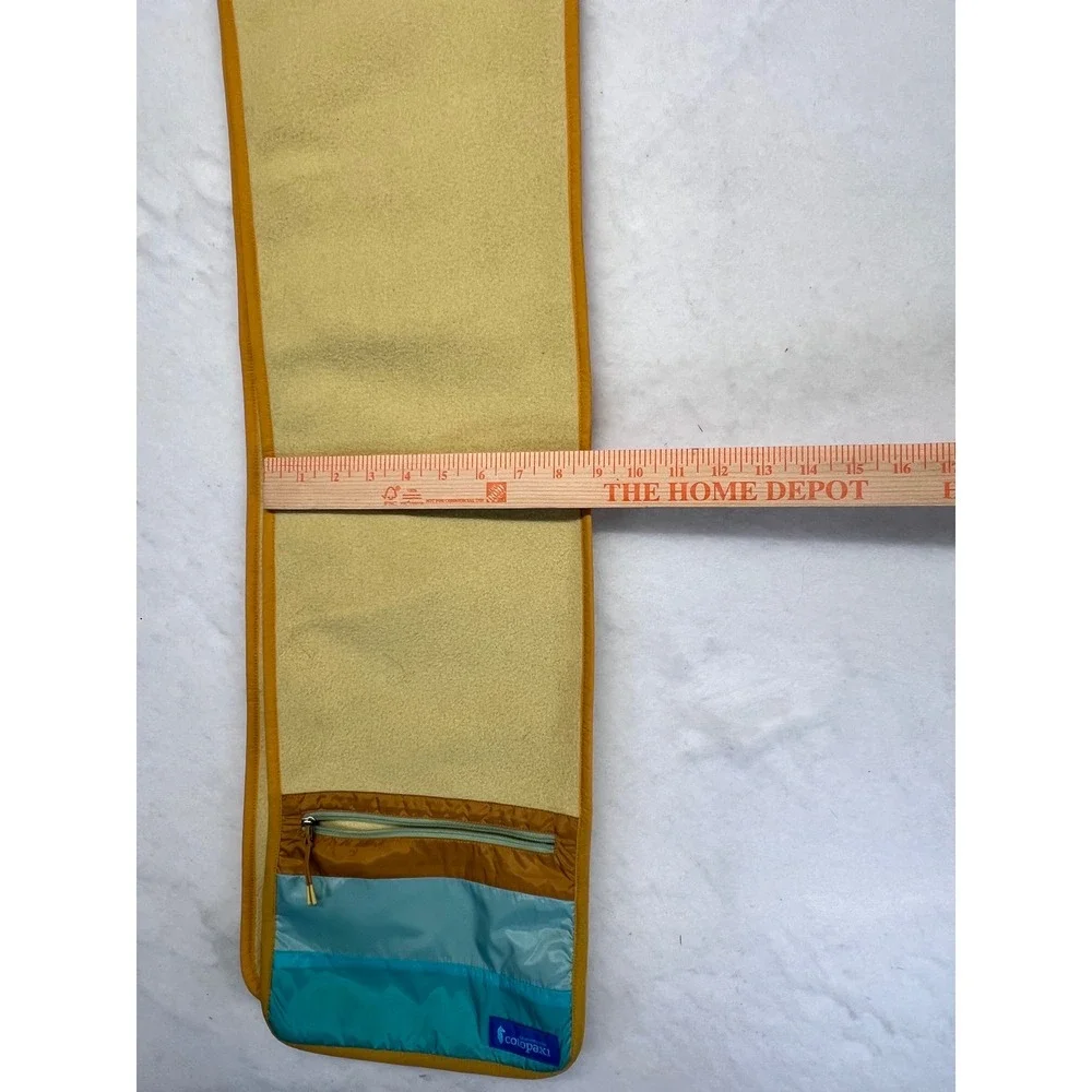 Cotopaxi Teca Fleece Scarf Yellow with Zippered Stash Pocket Multi Color Trim